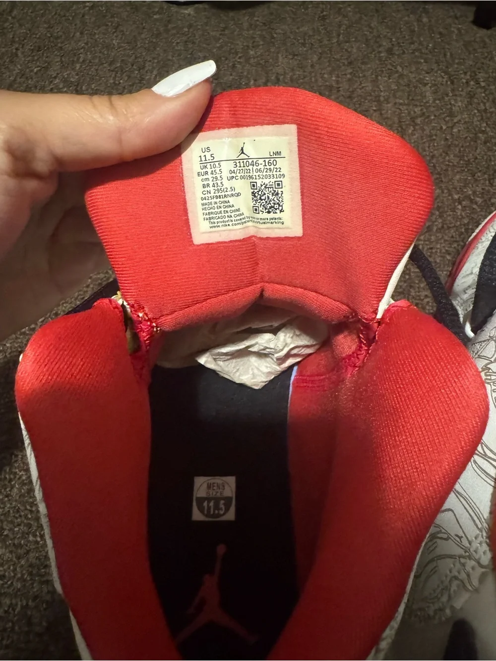 Jordan Dub 0s Red Black & White Size 11.5